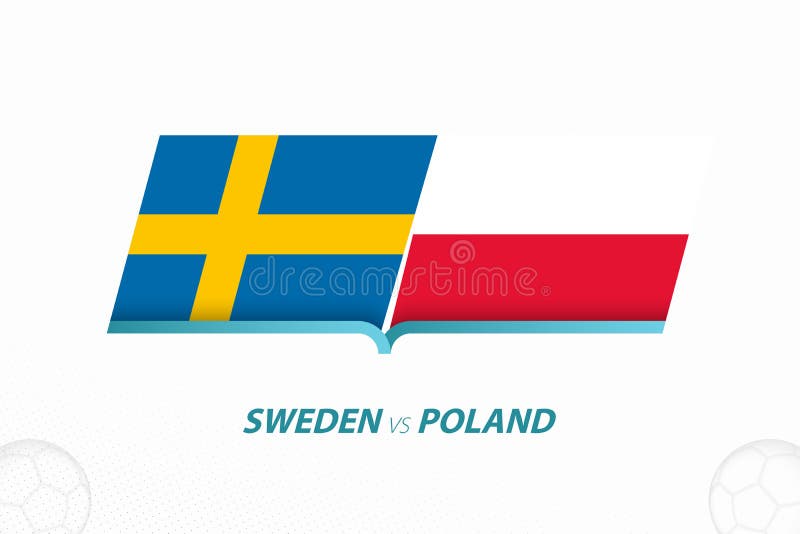 Suède contre pologne dans le groupe e de la compétition européenne de football. contre icône sur fond de football illustration stock