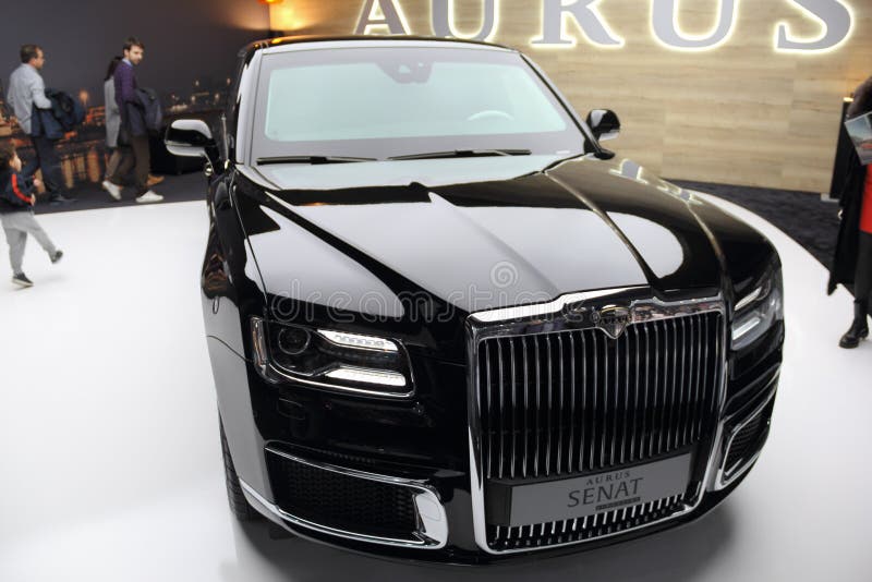 Suíça; Genebra; 10 de março de 2019; Aurus Senat L700; A 89th exposição automóvel internacional em Genebra do 7a ao 17a de março foto de stock Suíça; Genebra; 10 de março de 2019; Aurus Senat L700; A 89th exposição automóvel internacional em Genebra do 7a ao 17a de março foto de stock