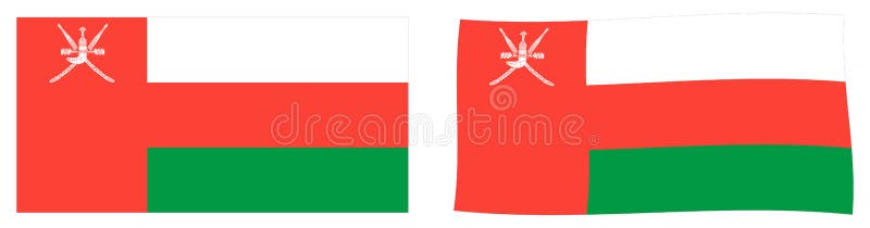 Sułtanat Oman flaga Prosty i nieznacznie machający wersję royalty ilustracja