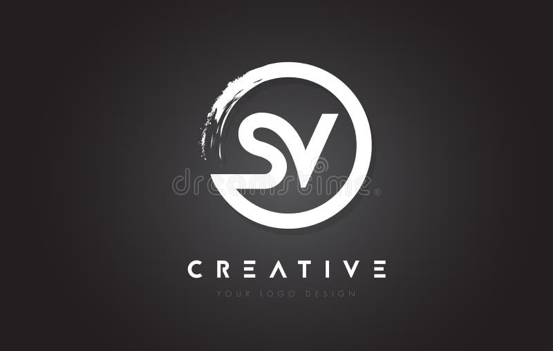 SV Circular Letter Logo with Circle Brush Design and Black Background. royalty free illustration