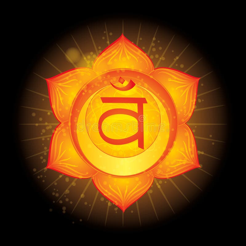 Svadhisthana Icono del chakra que brilla intensamente El concepto de chakras usados en Hinduismo, budismo y Ayurveda Para el dise stock de ilustración Svadhisthana Icono del chakra que brilla intensamente El concepto de chakras usados en Hinduismo, budismo y Ayurveda Para el dise stock de ilustración