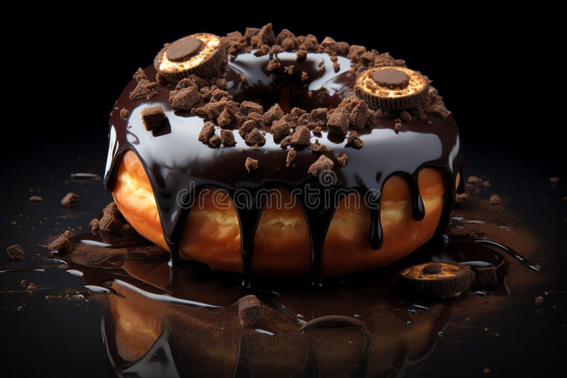 Svart donut, halloween-bakgrund stock illustrationer