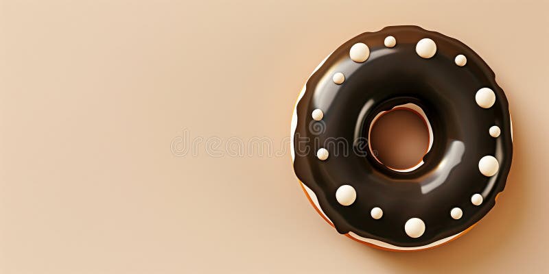 Svart donut med märkpunkter på gräddbakgrunden. kopieringsutrymme för banderoll vektor illustrationer