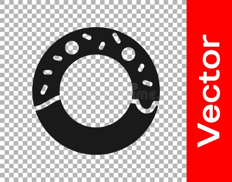 Svart donut med söt glasruta isolerad på genomskinlig bakgrund. vektorillustration stock illustrationer