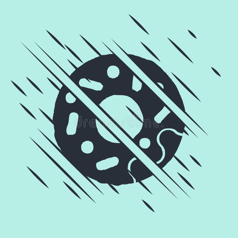 Svart donut med söt glasruta isolerad på grön bakgrund. glitstil. vektor royaltyfri illustrationer