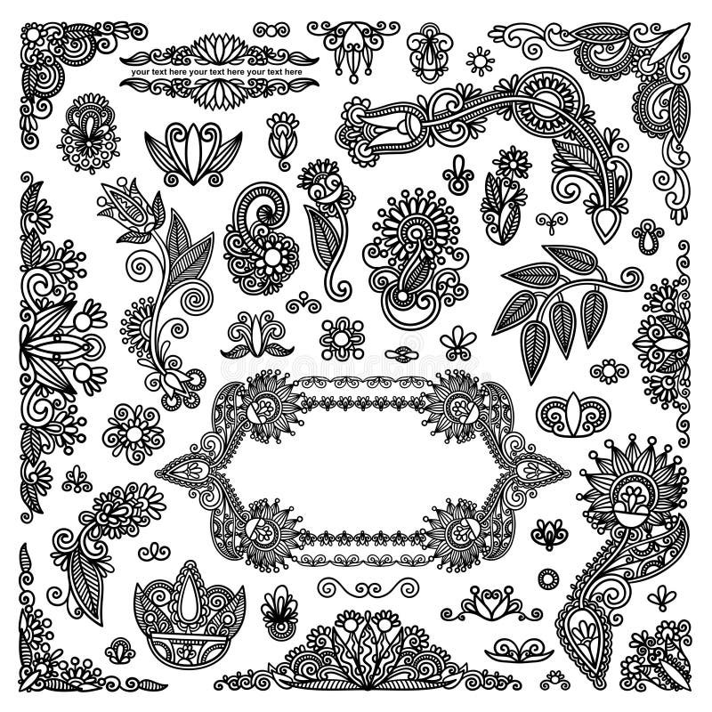 svart draw blommar handen stock illustrationer svart draw blommar handen stock illustrationer