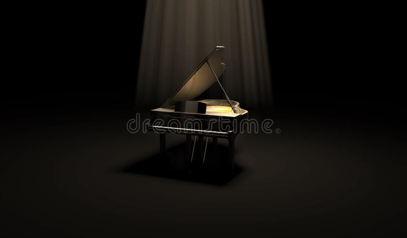 Svart glansigt piano i den mörka platsen vektor illustrationer Svart glansigt piano i den mörka platsen vektor illustrationer