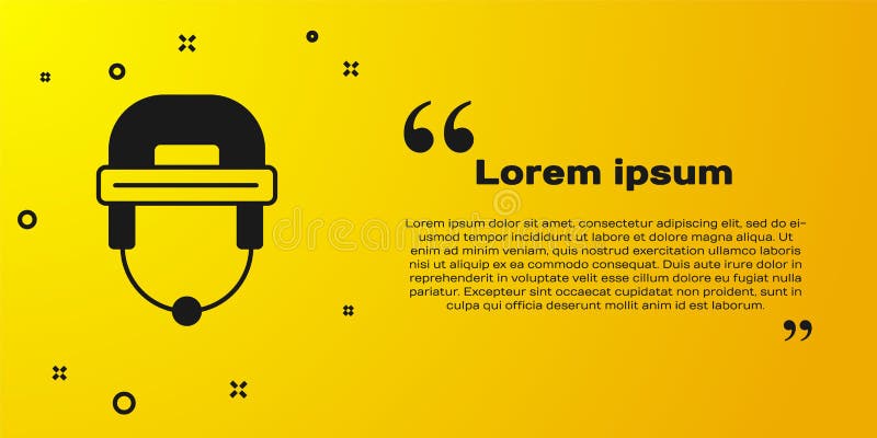 Black Hockey helmet icon isolated on yellow background. Vector. Black Hockey helmet icon isolated on yellow background. Vector.