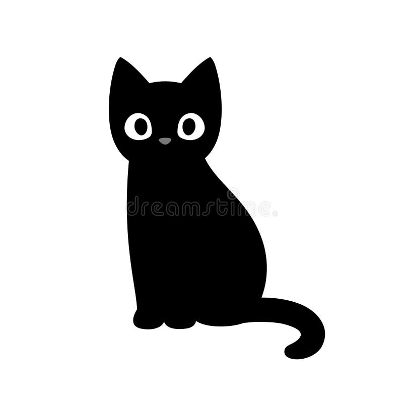 Svart katt för gullig tecknad film vektor illustrationer
