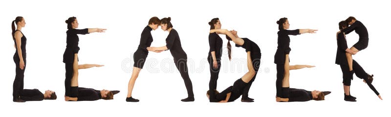 Svart klätt folk som bildar LEDAREord fotografering för bildbyråer Svart klätt folk som bildar LEDAREord fotografering för bildbyråer