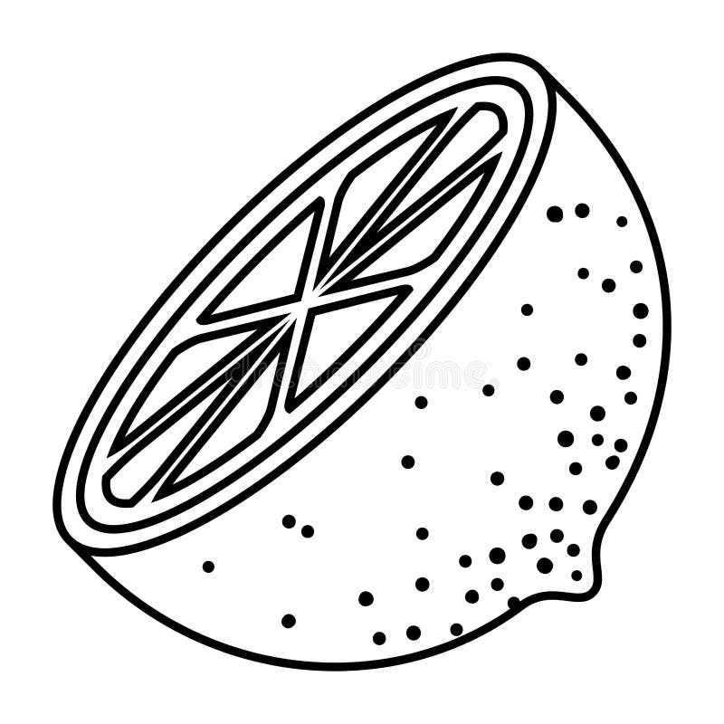 Svart kontur av den halva citronen royaltyfri illustrationer
