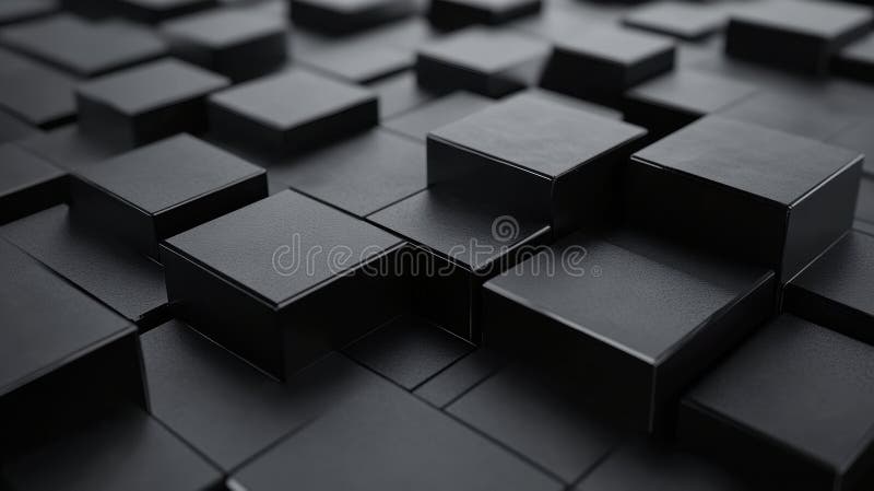 Svart kuber som skapar en texturerad yta med djup och skugguppspelning royaltyfri foto
