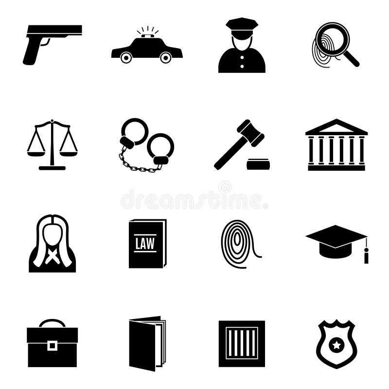 Svart lag och rättvisa Icon Set för kontur vektor royaltyfri illustrationer Svart lag och rättvisa Icon Set för kontur vektor royaltyfri illustrationer