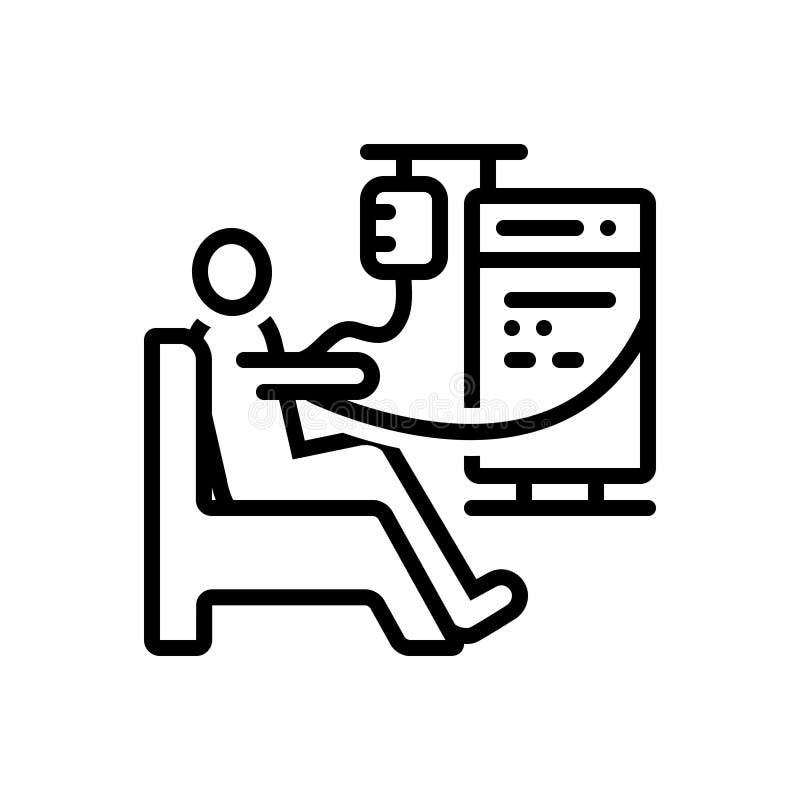 Svart linje symbol för dialys, njure och läkarundersökning royaltyfri illustrationer