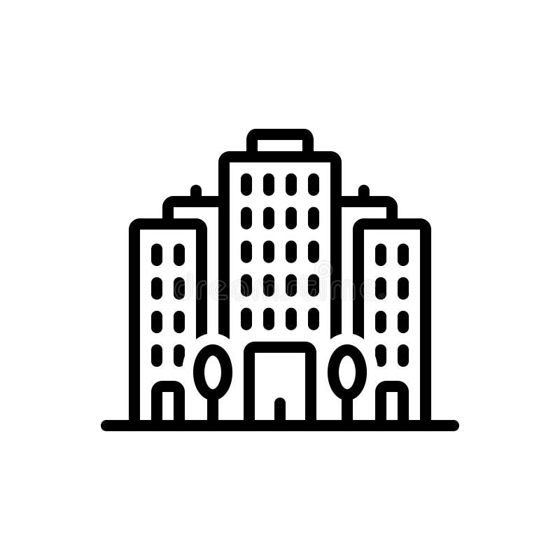 Svart linje symbol för kontorskvarter, lägenhet och byggnad royaltyfri illustrationer Svart linje symbol för kontorskvarter, lägenhet och byggnad royaltyfri illustrationer