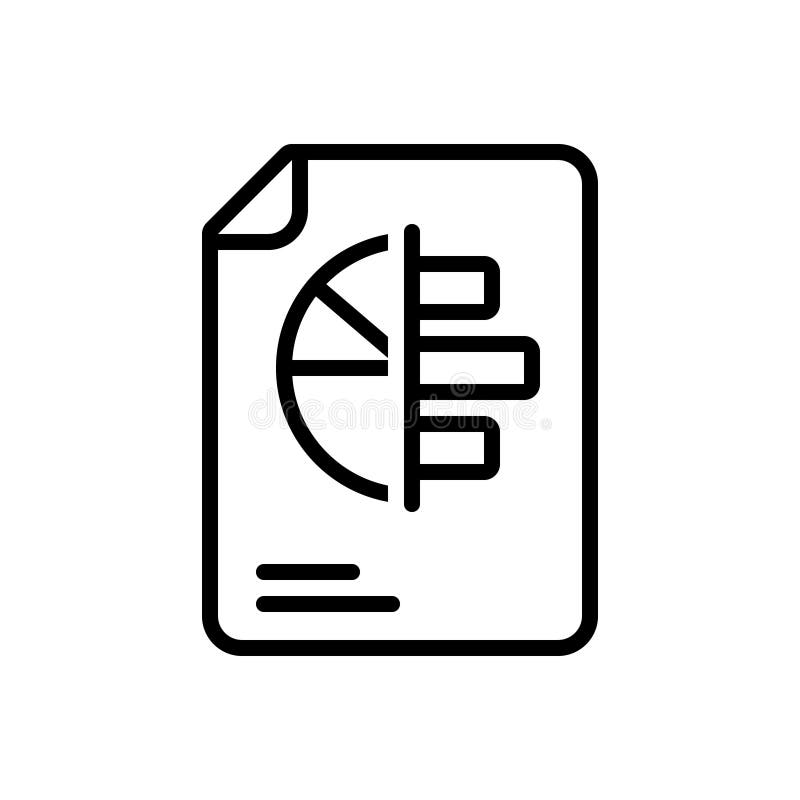 Svart linje symbol för rapporter, statistik och marknadsföring royaltyfri illustrationer