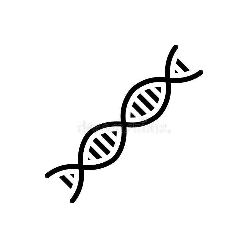 Svart linjeikon för gen, biologi och DNA vektor illustrationer