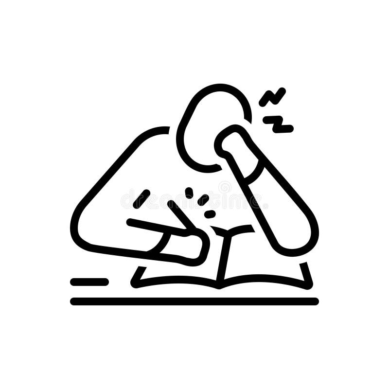Svart linjeikon för svårighet dyslexi och stress stock illustrationer