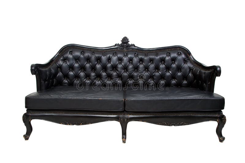 Svart läderlyxsofa arkivfoton