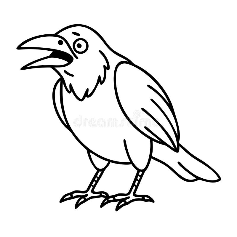 Svart och vit vektorillustration av Crow för Coloring Books and Tattoo Design stock illustrationer