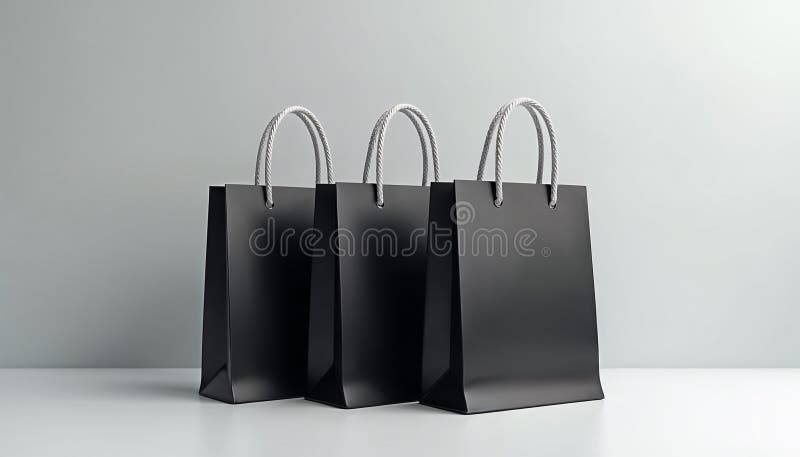 Svart papperssäckar Eeko-shopping i butiksäckar fotografering för bildbyråer