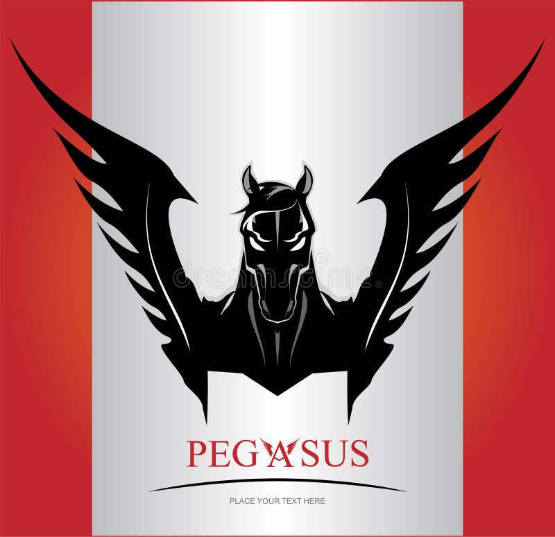 Svart Pegasus hästhuvud stock illustrationer Svart Pegasus hästhuvud stock illustrationer