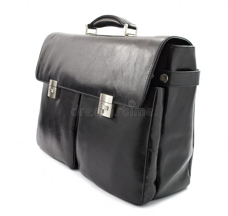 Business black briefcase over white. Business black briefcase over white