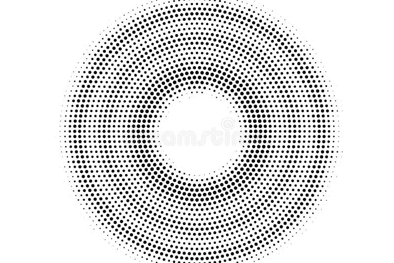 Svart på rastrerad vektortextur för vit cirkel Digital optisk illusion Bekymrad dotworklutning för tappningeffekt royaltyfri illustrationer