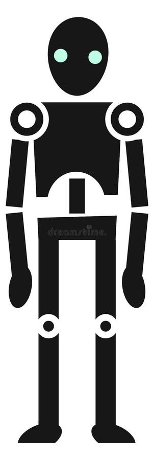 Svart robotikon. android tecken. mekanisk man stock illustrationer