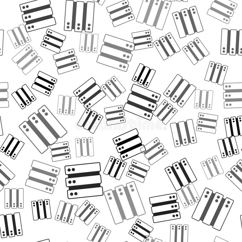 Svart serverdatans webbhotell isolerat sömlöst mönster på vit bakgrund. Vector stock illustrationer