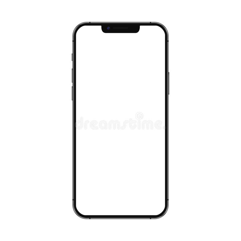 Svart smartphone-mockup med vit tom pekskärm. detaljerad mockup smartphone-modellvektor för mobil frontvy royaltyfri illustrationer