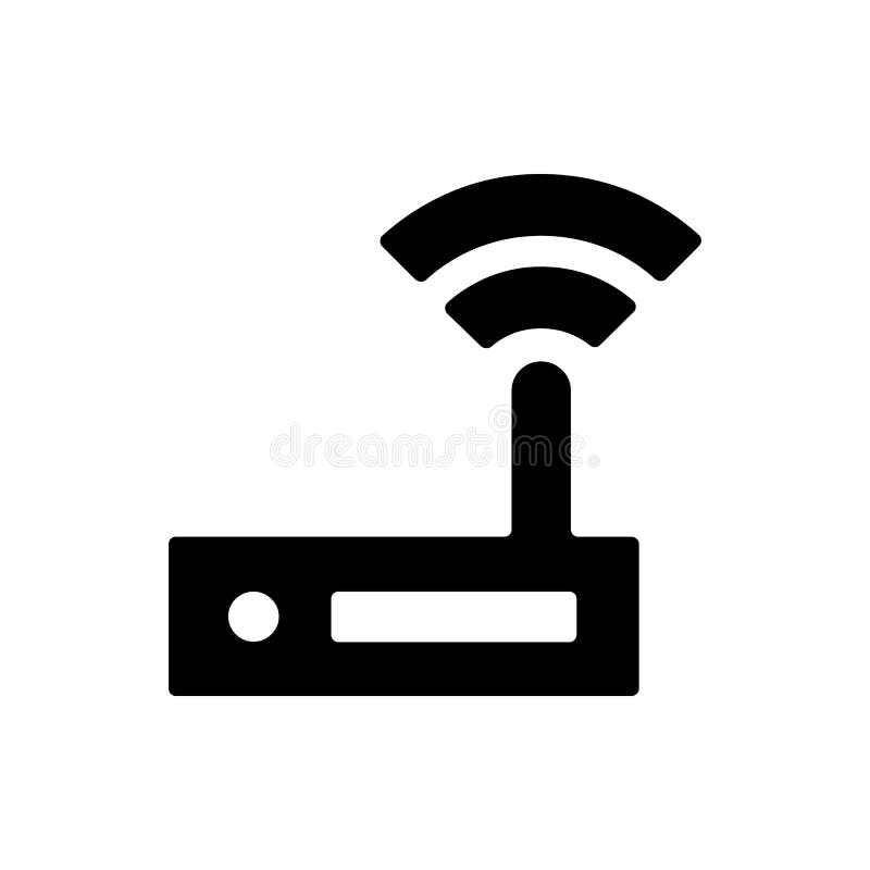 Svart symbol för WiFi-router för banderoll, utskrift av allmän design och webbplatser royaltyfri illustrationer