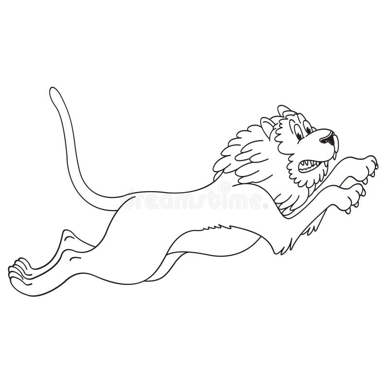 Svart översiktslejon som hoppar och vrålar stock illustrationer Svart översiktslejon som hoppar och vrålar stock illustrationer