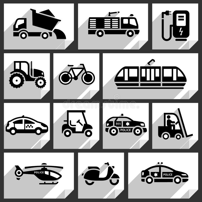 Svarta symboler för transport royaltyfri illustrationer Svarta symboler för transport royaltyfri illustrationer