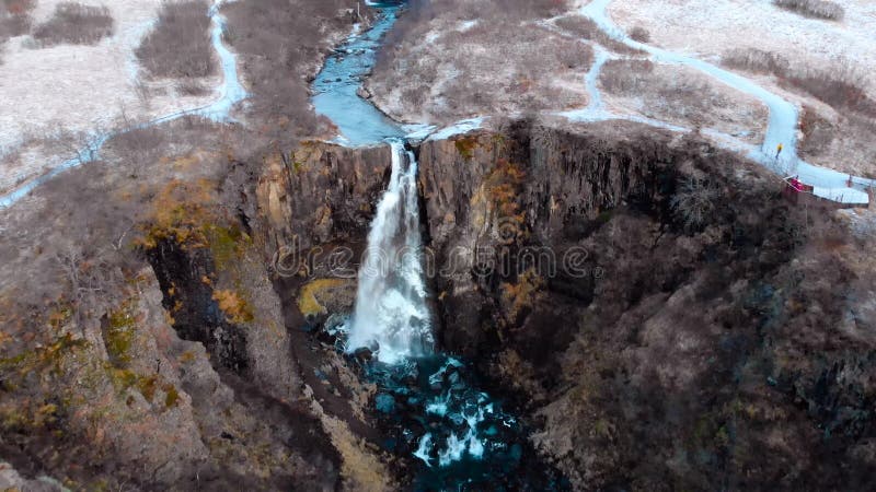 Svartifoss waterfall located in Vatnajokull national park in Iceland