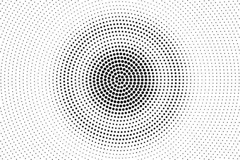 Svartprickar på vit bakgrund Centered perforerade yttersida Urblekt rastrerad vektortextur Rund dotworklutning vektor illustrationer