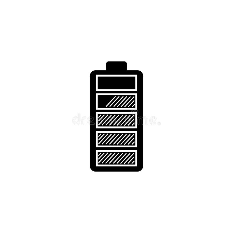 Svartvit batteriikon. en symbol med fem grenar. ett tecken med en tillsynsmyndighet för varje dels besittning. vektordesign för royaltyfri illustrationer