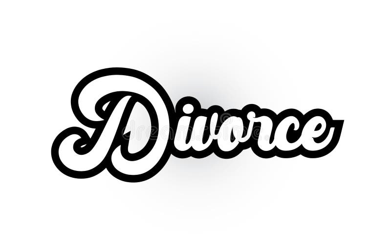 Svartvit text f? r skriftligt ord f? r skilsm? ssahand f? r design f? r typografilogosymbol vektor illustrationer