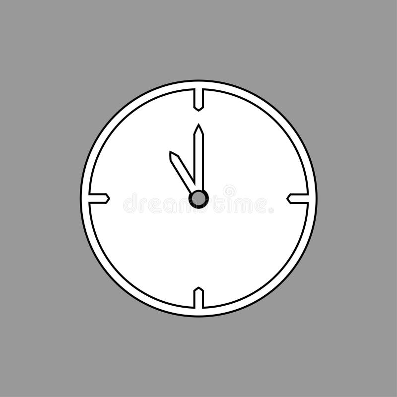 Svartvit tunn linje klockasymbol 11 klockan på grå bakgrund - vektorillustration royaltyfri illustrationer Svartvit tunn linje klockasymbol 11 klockan på grå bakgrund - vektorillustration royaltyfri illustrationer