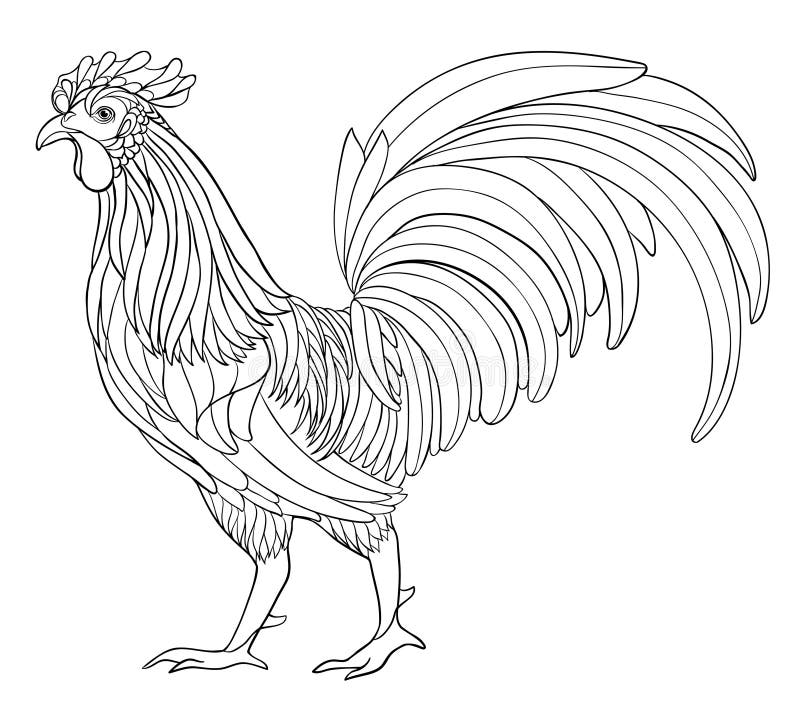 Svartvit tuppillustration stock illustrationer Svartvit tuppillustration stock illustrationer