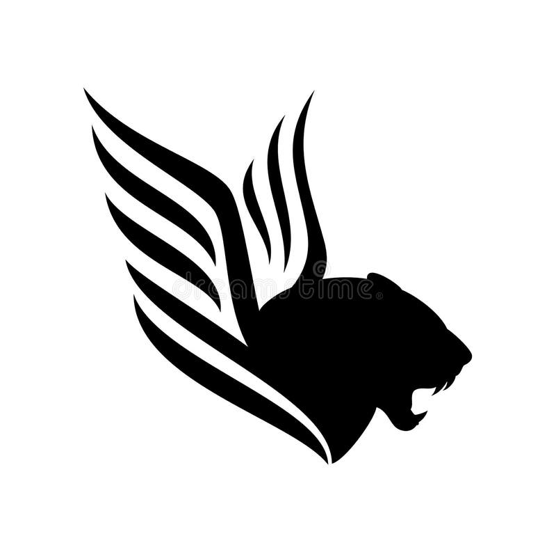 Svartvit vektordesign för bevingad panter royaltyfri illustrationer Svartvit vektordesign för bevingad panter royaltyfri illustrationer
