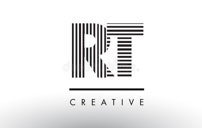 Svartvita linjer bokstav Logo Design för RT R T