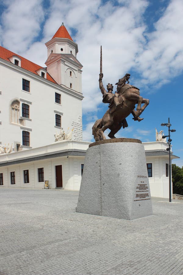 Svatopluk Statue in Bratislava Stock Image Image of blue, castle