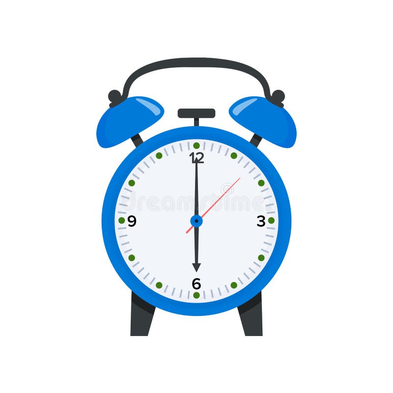 Sveglia blu che visualizza sei orologi della o nell'illustrazione piana di stile Svegli il simbolo icona dell'orologio di 6 o illustrazione di stock Sveglia blu che visualizza sei orologi della o nell'illustrazione piana di stile Svegli il simbolo icona dell'orologio di 6 o illustrazione di stock