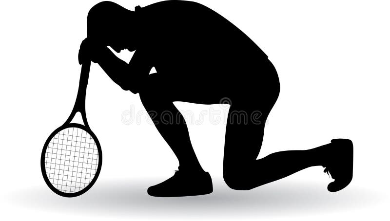 Tennis player disappointed vector silhouette. Tennis player disappointed vector silhouette