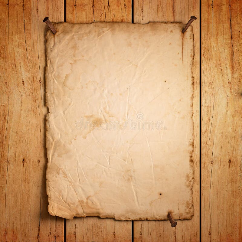 Svuoti la vecchia carta con i chiodi arrugginiti su legno royalty illustrazione gratis Svuoti la vecchia carta con i chiodi arrugginiti su legno royalty illustrazione gratis