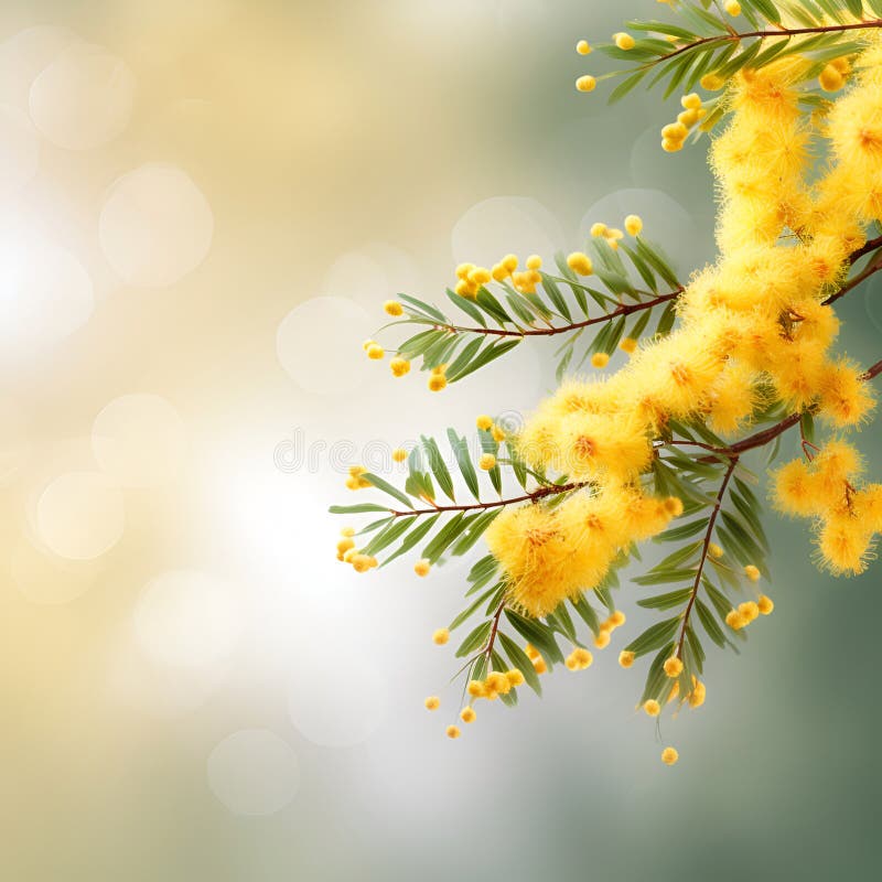 Sväng av blomningsmimosa stock illustrationer