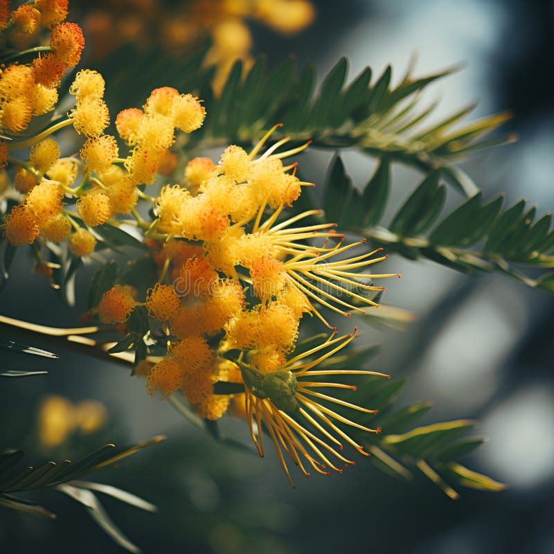 Sväng av blomningsmimosa stock illustrationer