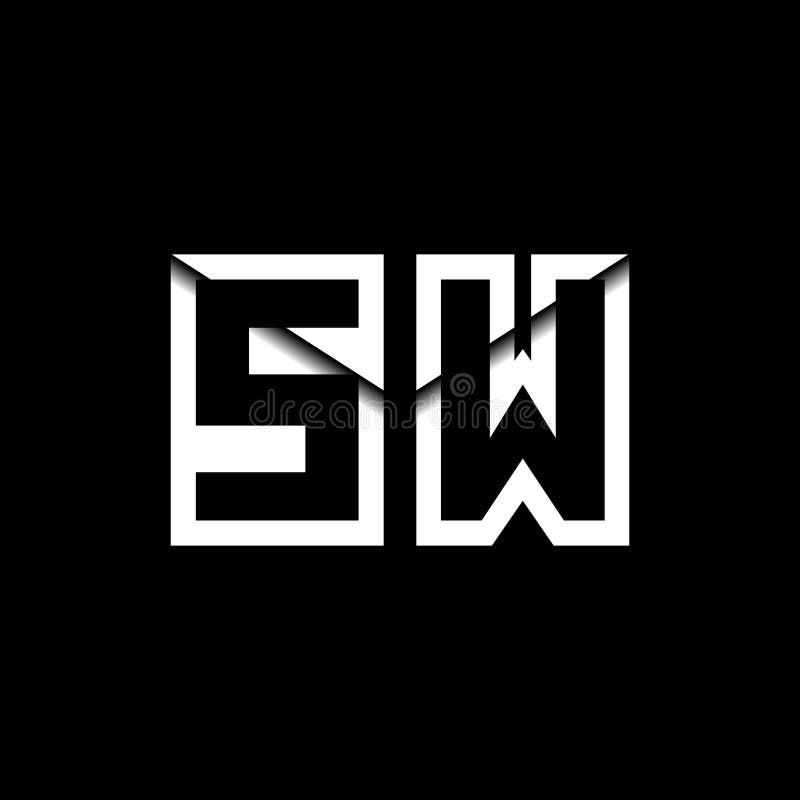 SW Monogram Envelope Shape Style royalty free illustration