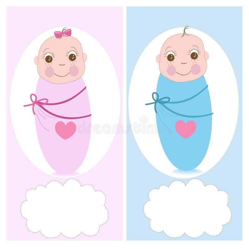Swaddle Baby, Boy, Girl Vector Greeting Stock Vector Illustration of